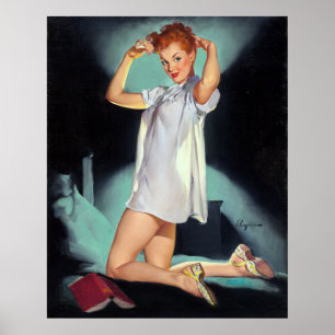 Redhead in der Nacht Button Up Poster