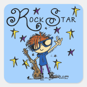 Redhead-Jungen-Rockstar Quadratischer Aufkleber