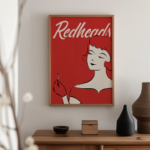 Redhead Matchbox Art Print - Retro Vintage Wand Dé Poster