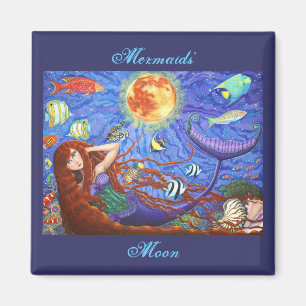 Redhead-Meerjungfrau im Korsett mit Mond und Magnet