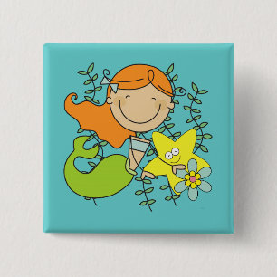 Redhead Mermaid Button