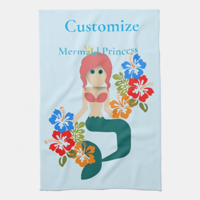 Redhead Mermaid Princess Thunder_Cove Geschirrtuch (Vertikal)