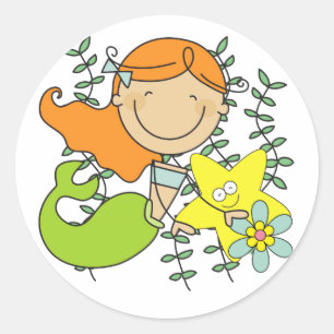 Redhead Mermaid Runder Aufkleber