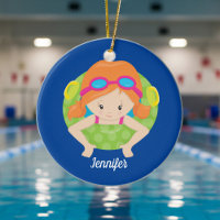 Redhead Swim Team Girl Niedlich Custom Blue