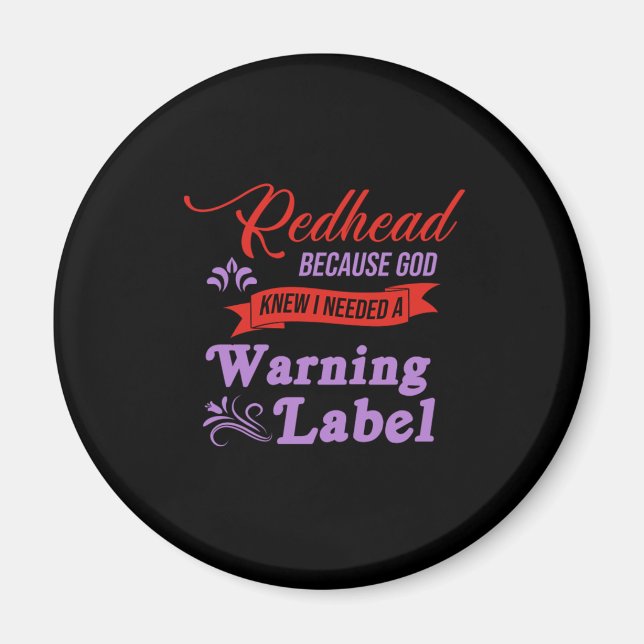 Redhead Warnungen Label Ginger Red Hair Geschenk Magnet (Vorne)