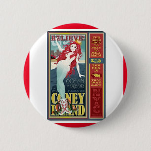 redheaded Coneyinselmeerjungfrau Button