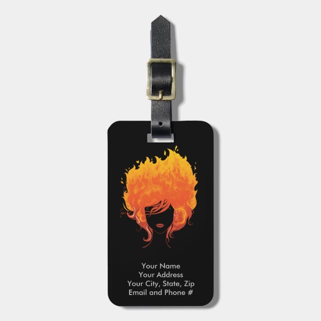 Redheaded Frau, rotes Feuer-Haar Gepäckanhänger (Vorderseite vertikal)