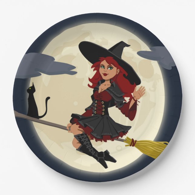 REDHEADED HALLOWEEN WITCH PAPPTELLER (Vorderseite)