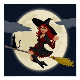 REDHEADED HALLOWEEN WITCH POSTER