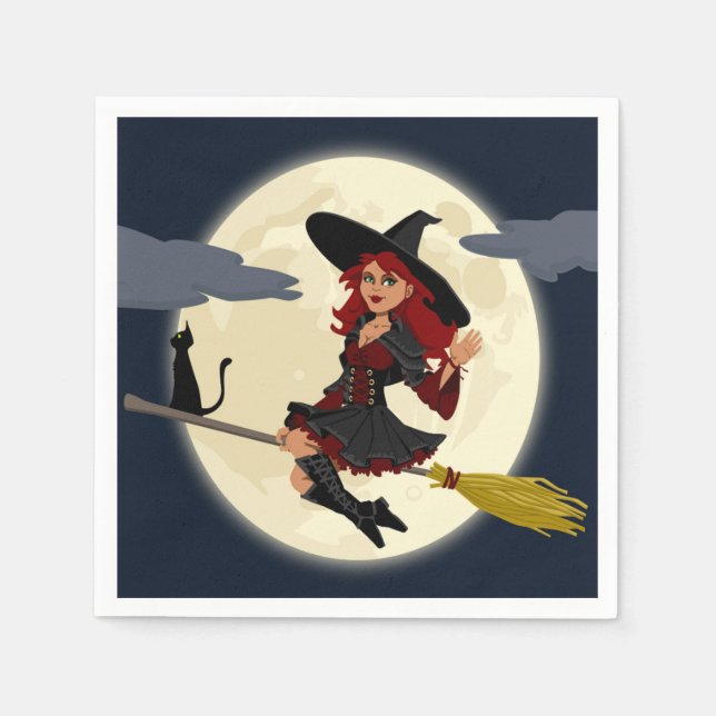 REDHEADED HALLOWEEN WITCH SERVIETTE (Vorderseite)
