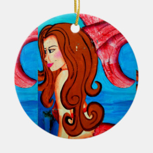 redheaded Meerjungfrauverzierung Keramikornament