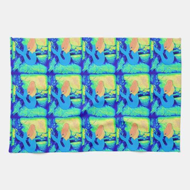 Redheadmeerjungfrauentwurf Geschirrtuch (Horizontal)