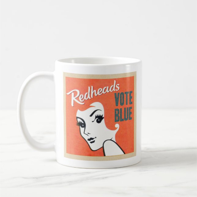 Redheadsabstimmungsblau Kaffeetasse (Links)