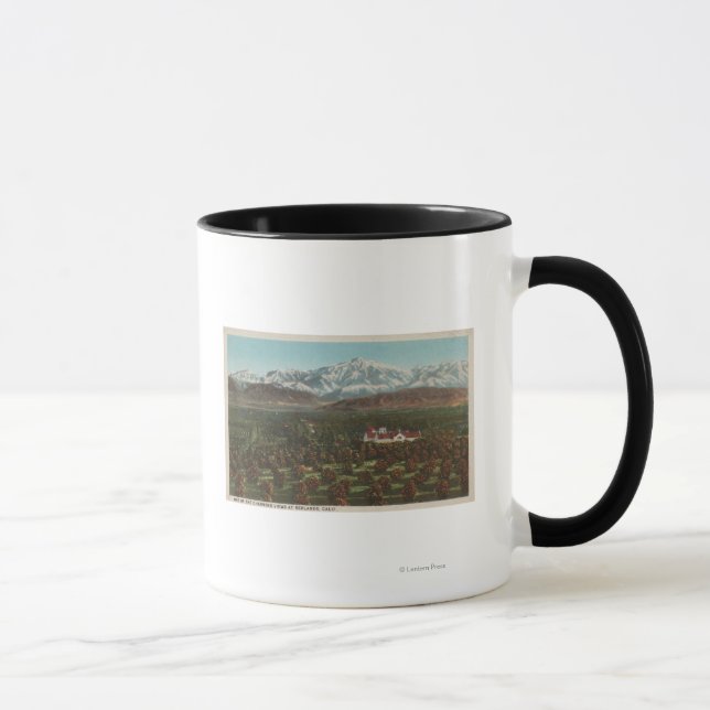 Redlands, CA - Berg- und Obstgarten-Szene Tasse (Rechts)