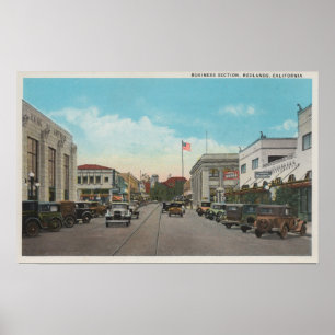 Redlands, CA - Geschäftsgebiet-Stadtmitte Poster
