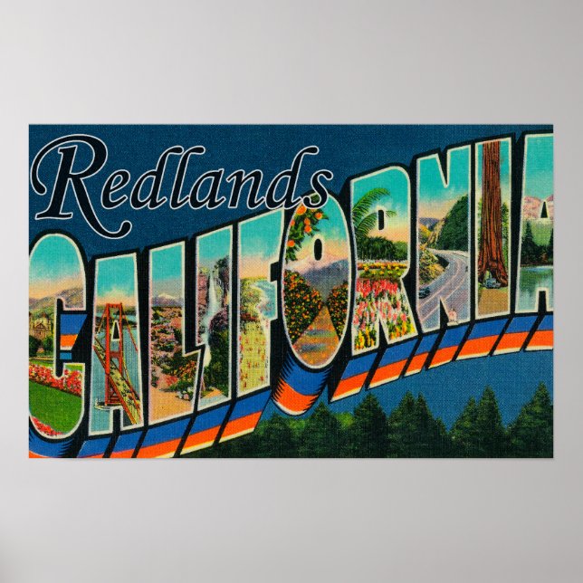 Redlands, Kalifornien - Große Buchstabenszenen Poster (Vorne)