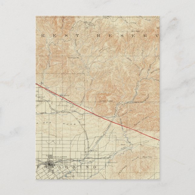 Redlands quadranglind zeigt San Andreas Rift Postkarte (Vorderseite)