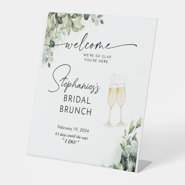 Redleaf Boho Bridal Brunch Dusche Begrüßungszeiche Sockelschild (Vorderseite)