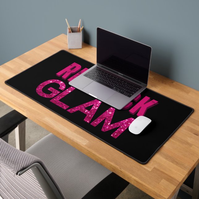 Redneck Glam Pink Glitzer auf Schwarz Schreibtischunterlage (Büro 2)