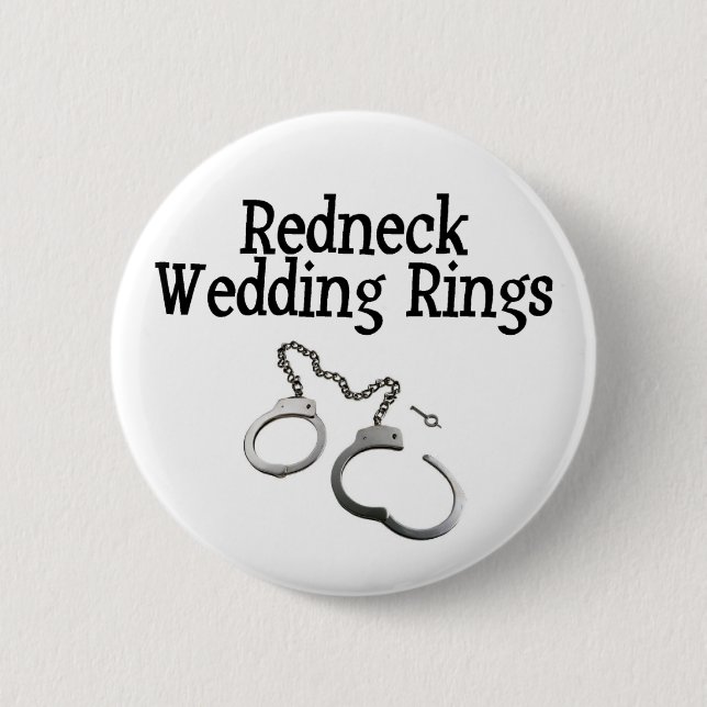 Redneck-Hochzeits-Ringe Button (Vorderseite)
