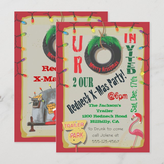 Redneck Weihnachten Party Einladungen (Vorne/Hinten)