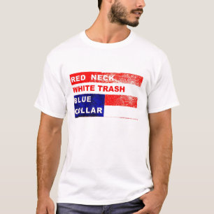 Redneck-weißer Abfall-blauer Kragen-T - Shirt
