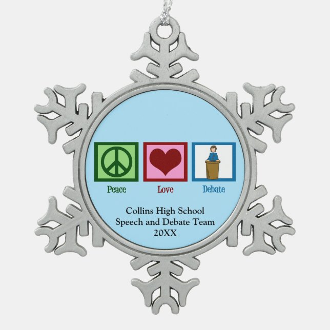 Redner- und Diskussionsteam Niedlich Custom Blue C Schneeflocken Zinn-Ornament (Vorderseite)