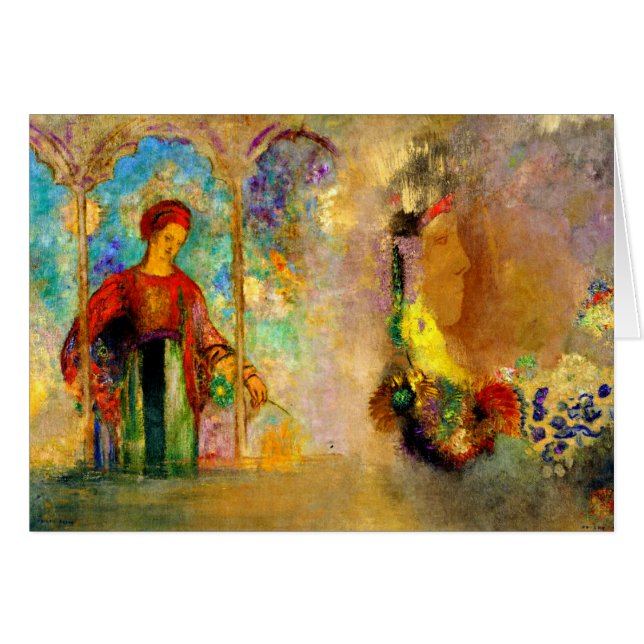 Redon - Arcade gothique, Femme Rassembler Fleurs (Devant horizontal)
