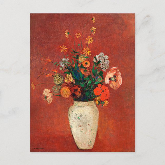Redon - Bouquet in einer chinesischen Vase Postkarte (Vorderseite)