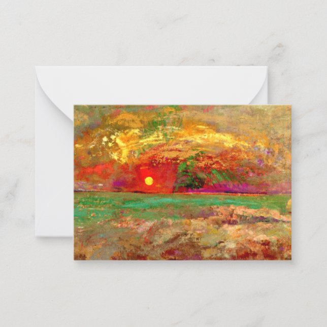 Redon - Sonnenuntergang, bunte Kunstwerke Mitteilungskarte (Vorderseite)