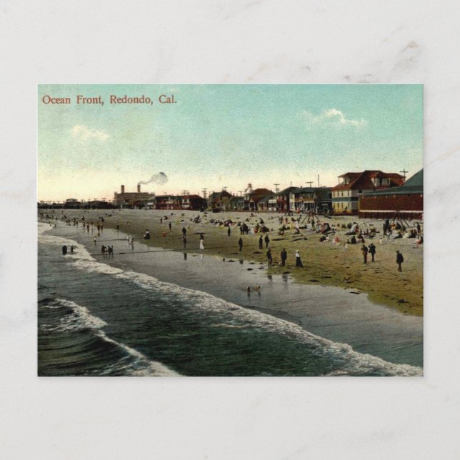 Redondo Beach CA, Bathing Beach 1910s Postkarte (Vorderseite)