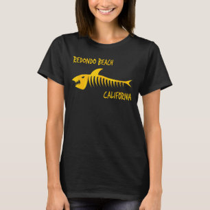Redondo Beach California Shark Skeleton Amber Prin T-Shirt
