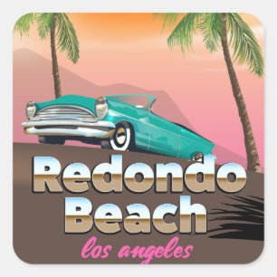 Redondo Beach LA Reiseplakat Quadratischer Aufkleber
