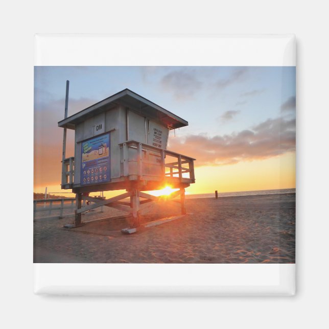 Redondo Beach Sunset Lifeguard Stuhl 01 Magnet (Vorne)