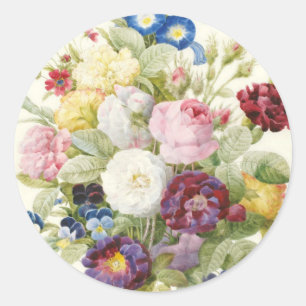 Redoute Blumenstrauß des Blumen-runden Aufklebers Runder Aufkleber