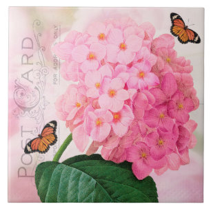 Redoute French Pink Hydrangea Keramik Tile Fliese