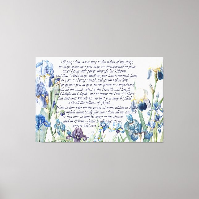Redoute Iris Blume Ephesians 3 Bibeldruck Leinwanddruck (Vorderseite)