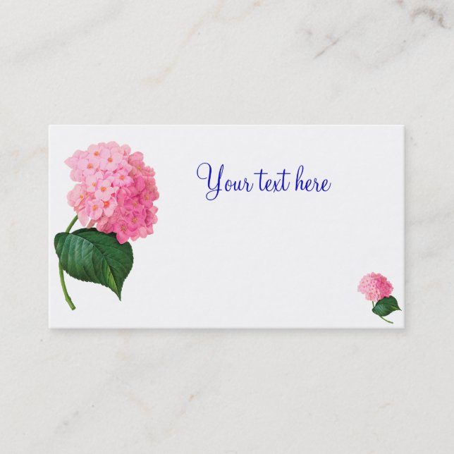 Redoute Pink Hydrangea Business Cards Visitenkarte (Vorderseite)