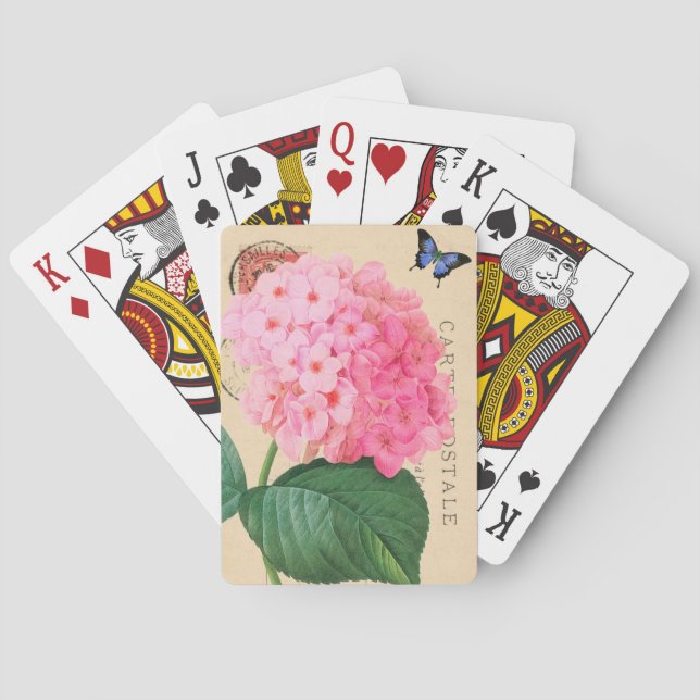 Redoute Pink Hydrangea Französisch Akzente Spielka Spielkarten (Rückseite)