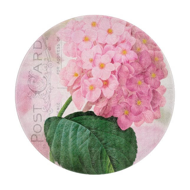Redoute Pink Hydrangea Round Cutting Board Schneidebrett (Vorderseite)