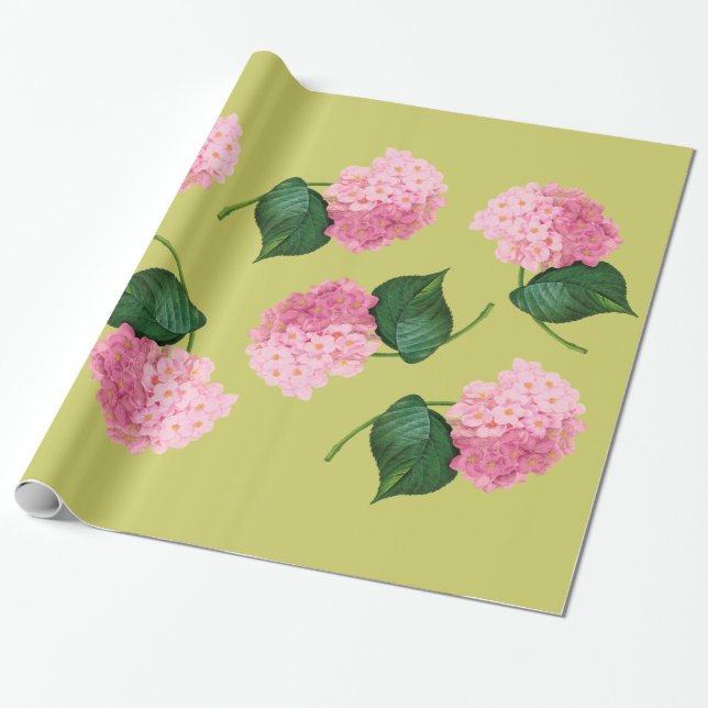 Redoute Pink Hydrangea Wrapping Paper Geschenkpapier (Ungerollt)