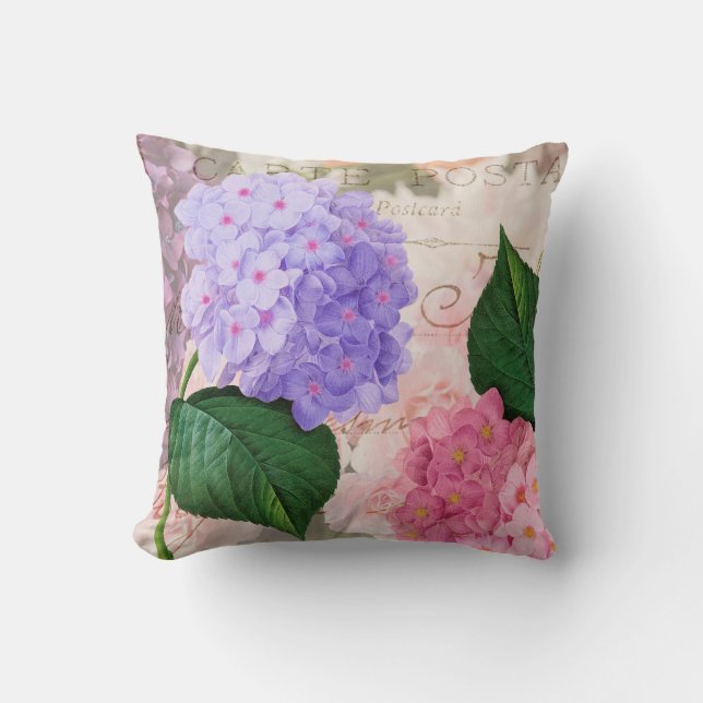 Redoute Pink Purple Flowers Kissen (Vorderseite)