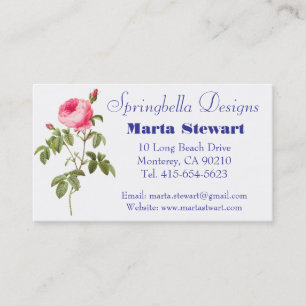 Redoute Pink Rose Blume Business Cards Visitenkarte