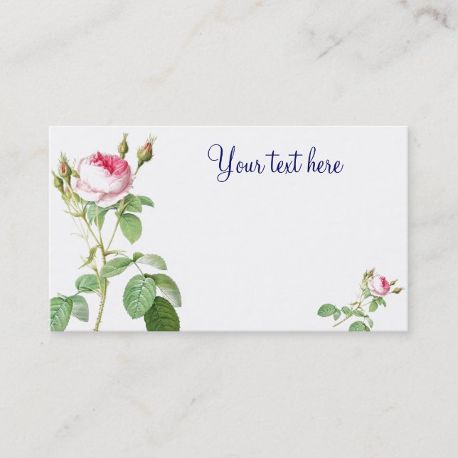 Redoute Pink Rose Business Cards Visitenkarte (Vorderseite)