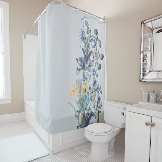 Redoutes blaue Iris-Blumen-Blumengarten Duschvorhang (Beispiel)