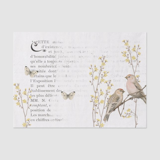 Redpoll Bird Yellow Blume Decoupage Seidenpapier (Vorderseite)