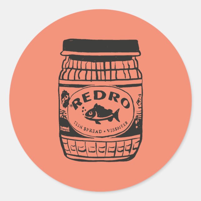 Redro Fish Paste Illustration Classic Round Sticke Runder Aufkleber (Vorderseite)