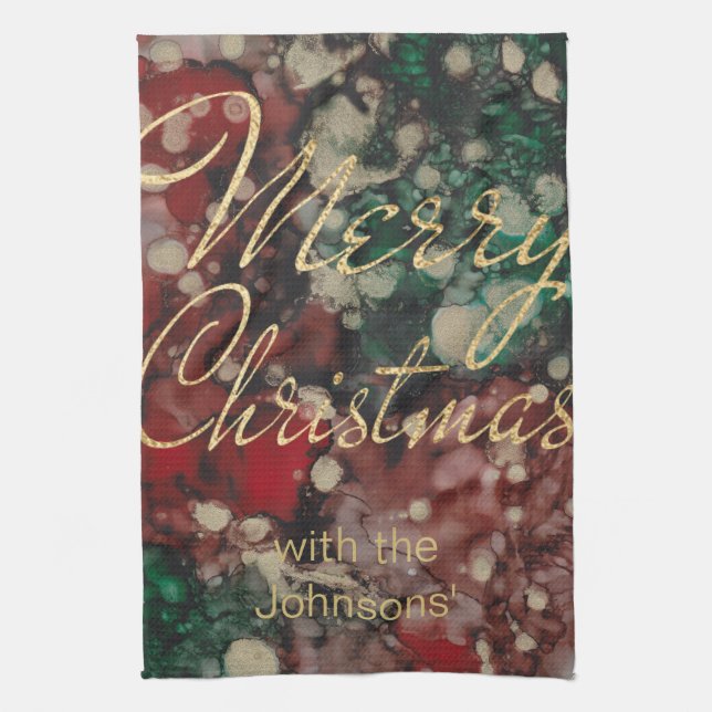 Reds Grüntöne Golds Personalisieren Küche Geschirrtuch (Vertikal)