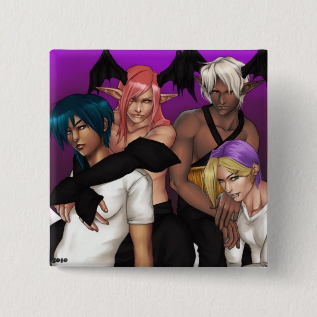 Redthread Formknopf (Quadrat) Button (Vorderseite)