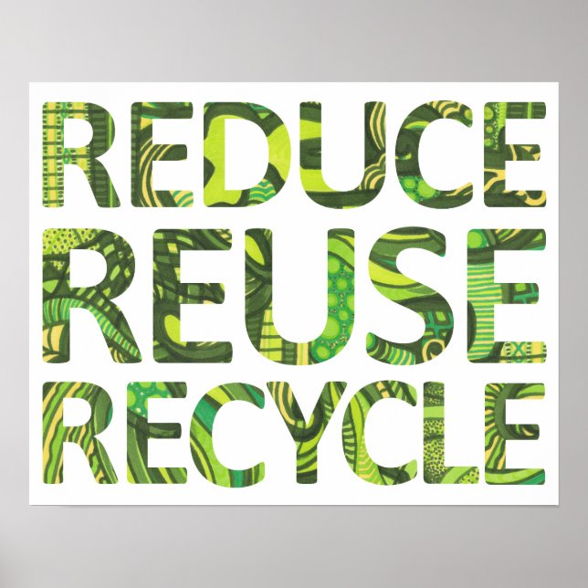 Reduce Reuse Recycle Green Poster (Vorne)